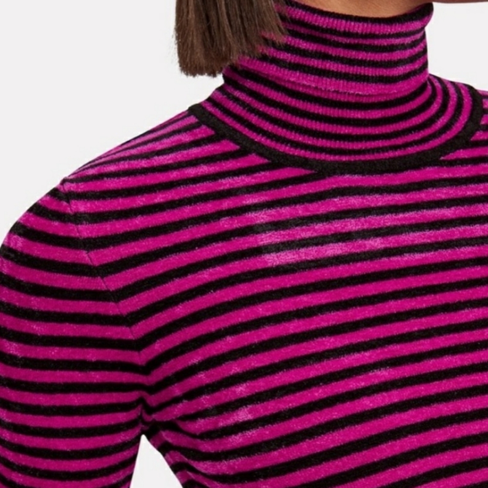 Ronny Kobo Pink & Black Cropped Turtleneck XS